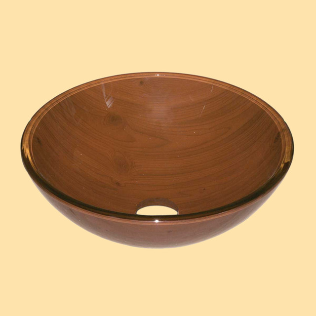 Sinks Brown Madera Hermosa Glass Vessel Sink - Modern - Bathroom Sinks ...